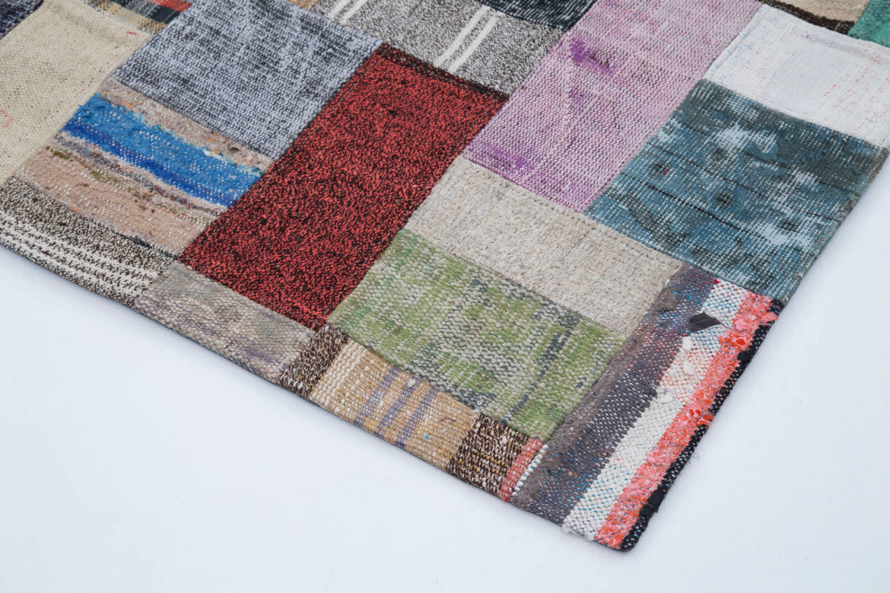 Rug N Carpet - Handmade Turkish 6' 6'' x 9' 10'' Rustic Patchwork Kilim Rug