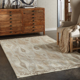 Athena Ikat Hand-tufted Wool Gray/Beige Rug, 5' x 8'
