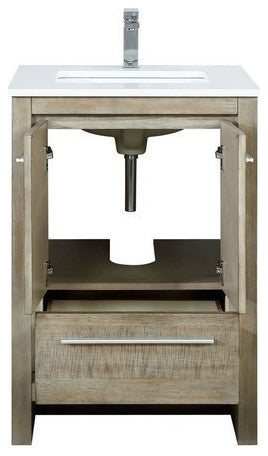 Lafarre Contemporary 24" Rustic Acacia Bathroom Vanity, Labaro Brushed Nickel Fa