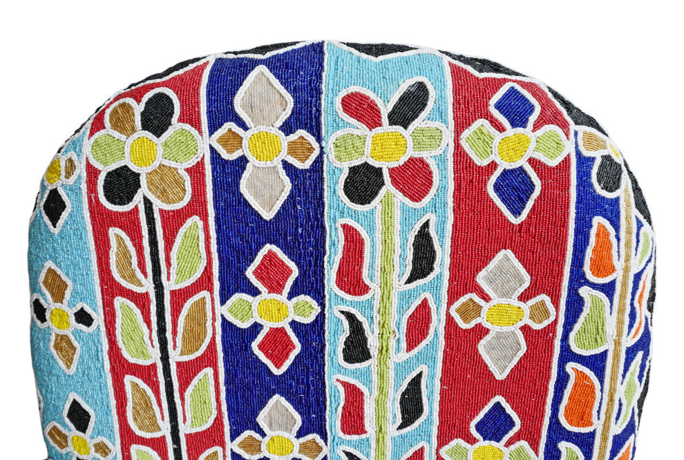 Floral Striped Yoruba Beaded Chair