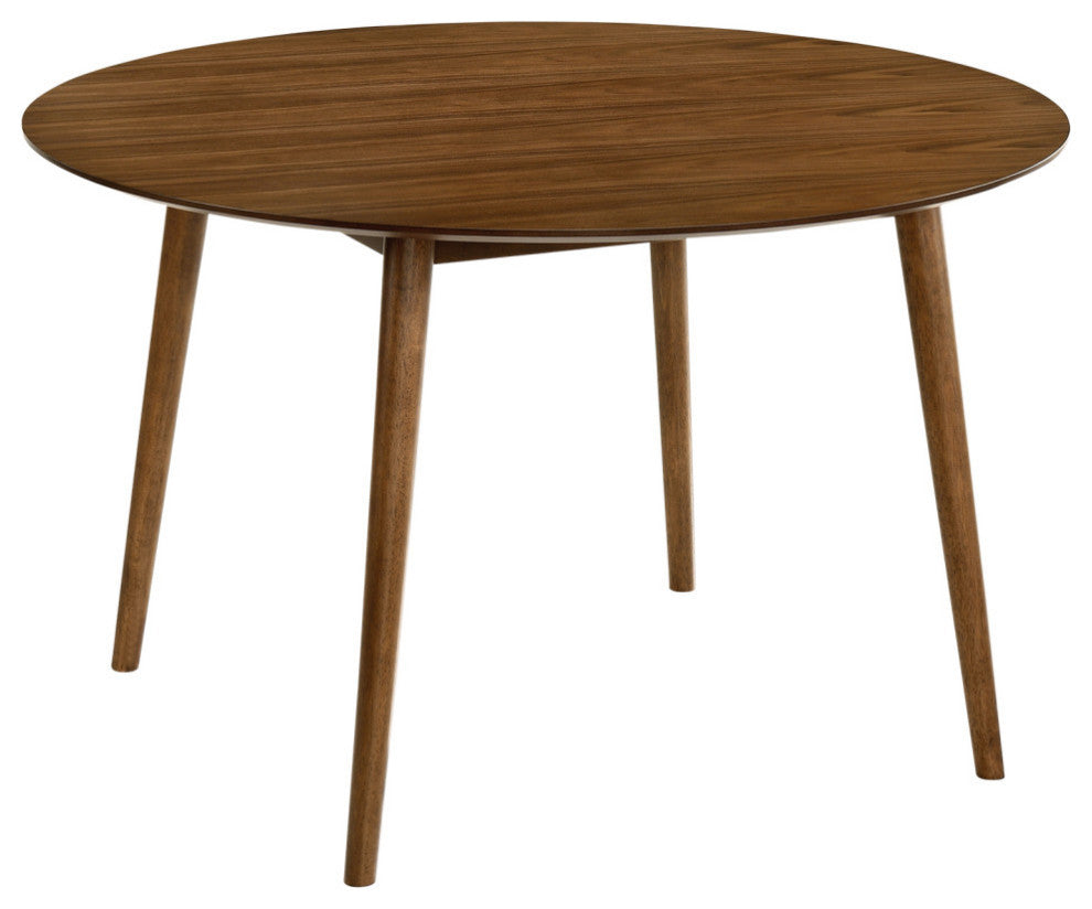 Arcadia and Talulah Round and Wood 5-Piece Dining Set, Gray and Walnut, 48"