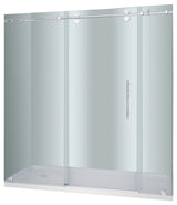 Langham 72"x35"x77.5" Completely Frameless Sliding Shower Door, Chrome Left Base