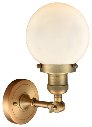 1-Light Beacon 6" Sconce, Brushed Brass, Glass: Matte White Cased