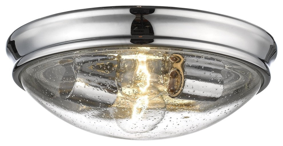 Millennium Lighting Flushmount, Chrome, Clear Seeded