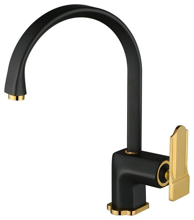 Poperinge Brass Deck Mounted Black Single Handle Kitchen Faucet