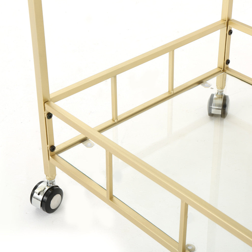 GDF Studio Amaya Industrial Iron and Glass Bar Cart, Gold