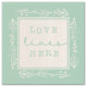 Love Lives Here On Mint 16x16 Canvas Wall Art