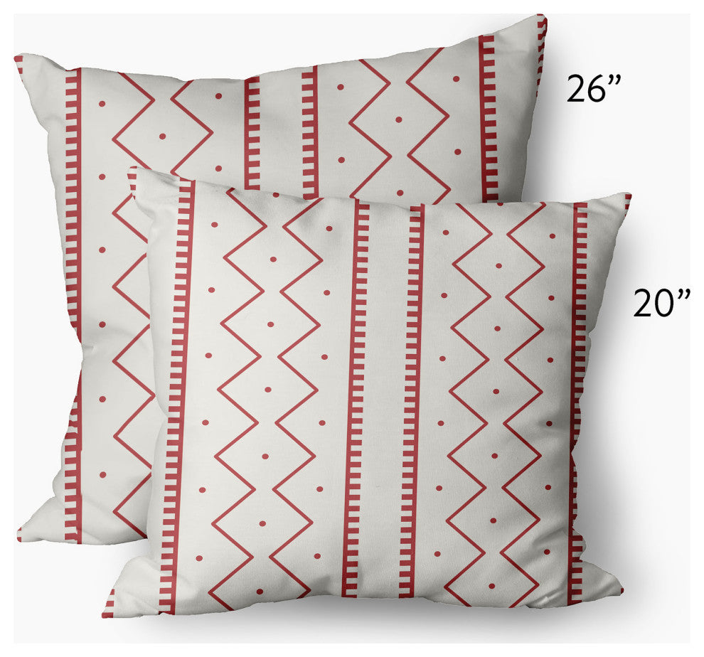 Mudcloth Decorative Throw Pillow, Ligonberry Red, 26"x26"