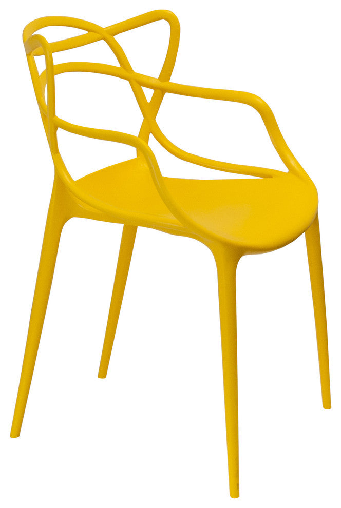 Mod Made Modern Plastic Loop Dining Chair, Set of 2, Yellow