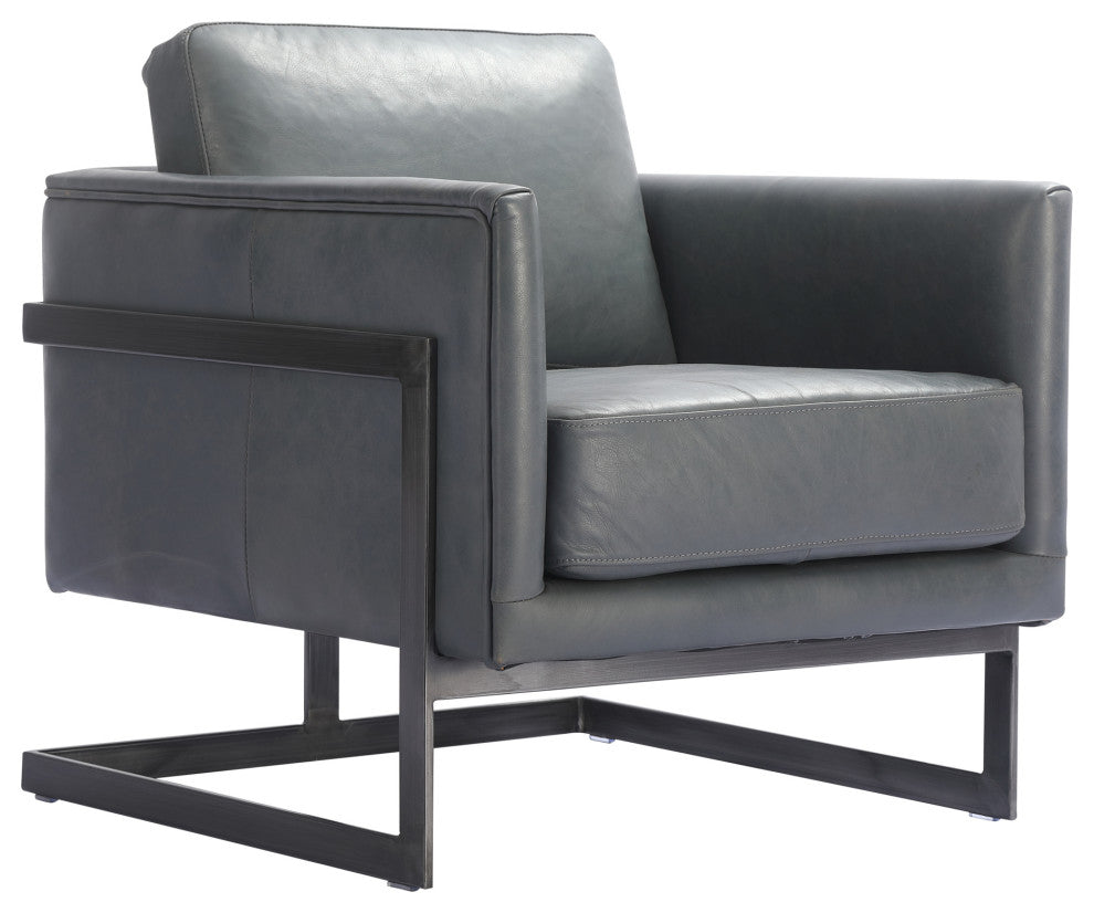 First of A Kind Luxley Club Chair Lava Gray Leather