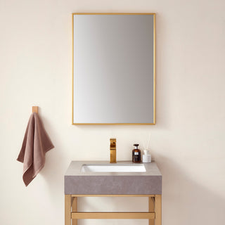 Viella Rectangular Aluminum Wall Mounted Mirror, Brushed Gold, 24"