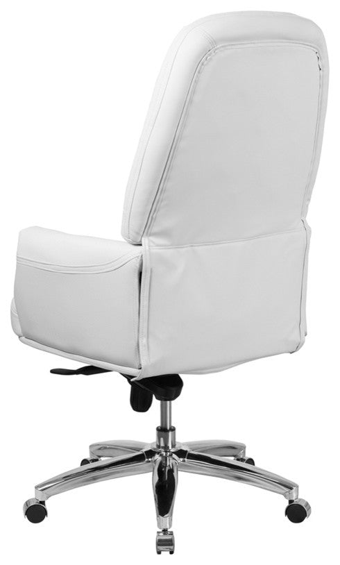 High Back Tufted White Leather Multifunction Executive Swivel Chair With Arms