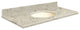Quartz 37"x22" Vanity Top, Single Faucet Hole, Carmel, Biscuit Bowl