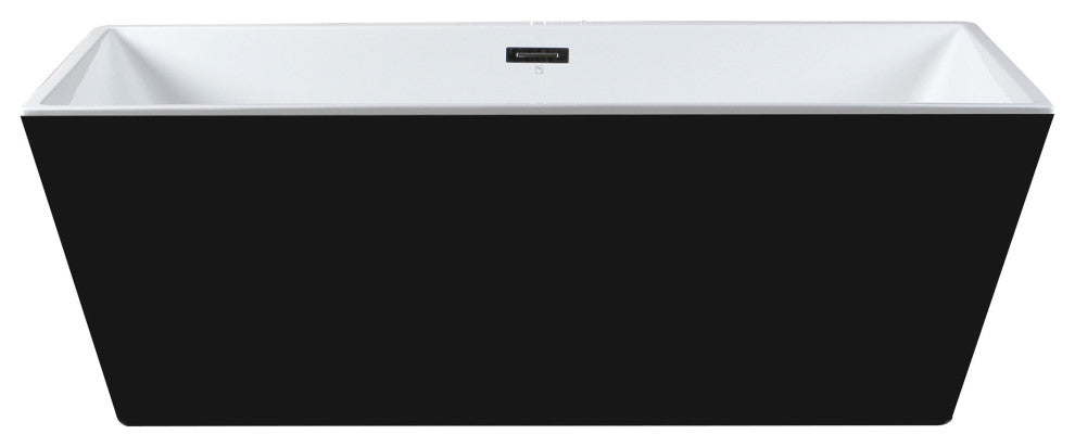 ALFI brand AB8834 59 Inch Black & White Rectangular Acrylic Soaking Bathtub