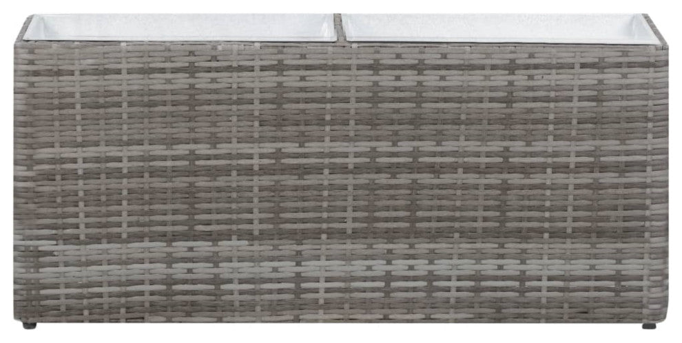 Garden Raised Bed with 2 Pots 90x7.9"x15.7" Poly Rattan Gray