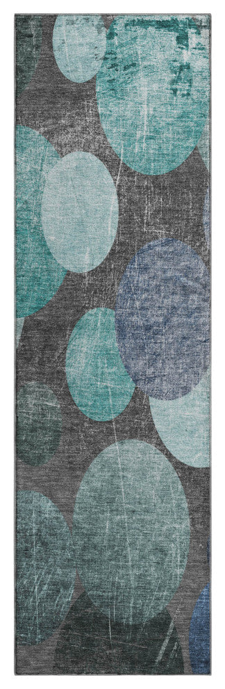 Premium Machine Washable Mayfield AMF556 Teal 2'3" x 7'6" Runner Rug