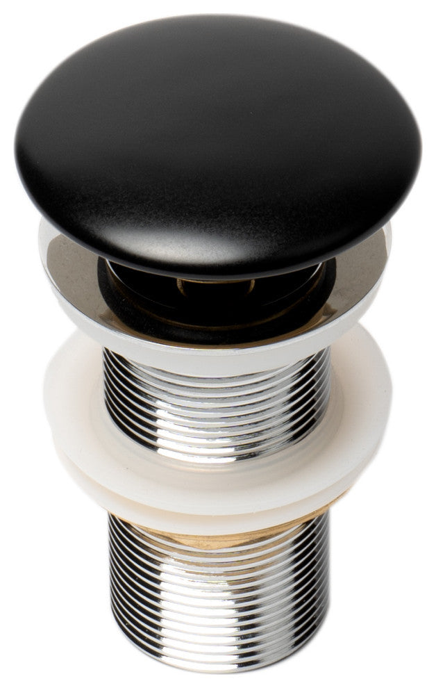 Black Matte Ceramic Mushroom Top Pop Up Drain For Sinks Without Overflow