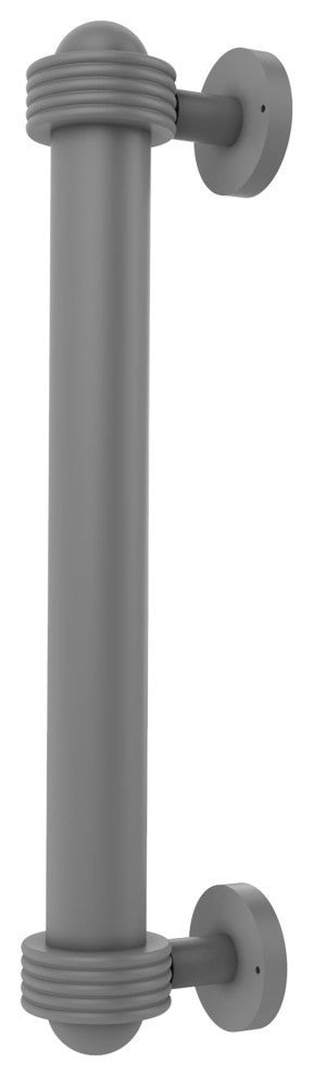 8" Door Pull With Groovy Accents, Matte Gray