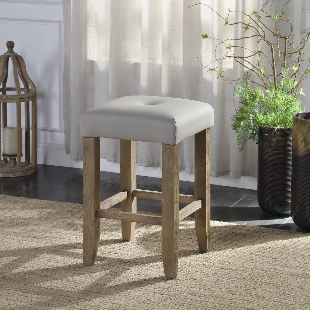 Charnell Counter Height Stool, Set-2, Gary PU and Oak Finish