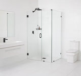 78"x44"x34" Frameless 90 Degree Shower Enclosure Wall Hinge, Matte Black