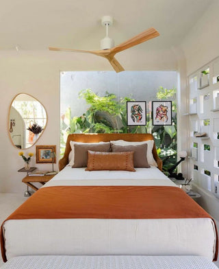 Nan Ceiling Fan, Matte White, 60", Light Maple