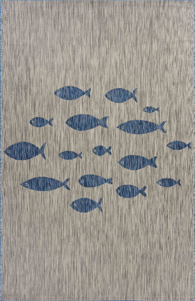 8" x 10" Gray Coastal Indoor Outdoor Area Rug