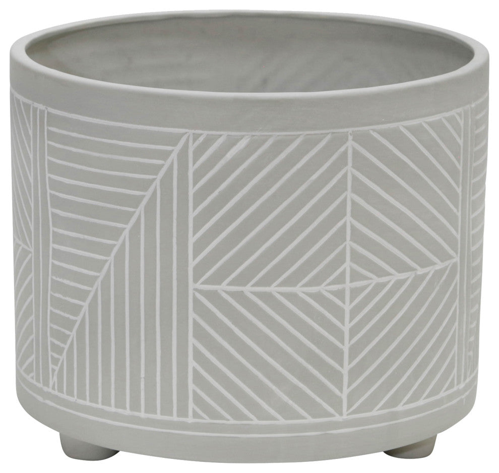 2-Piece Set Ceramic Diamond Footed Planter, Gray