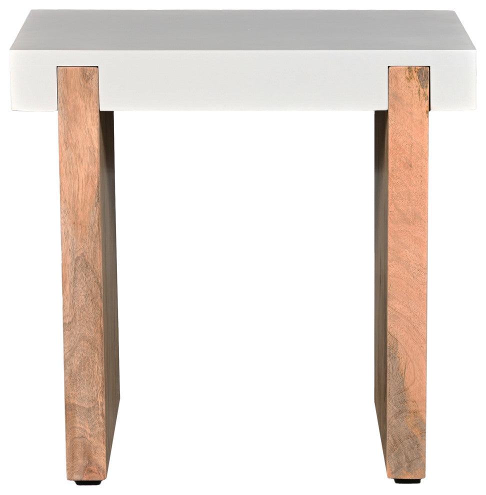 Kerry 20" Rectangular End Table Mango Wood Sled Base White Brown