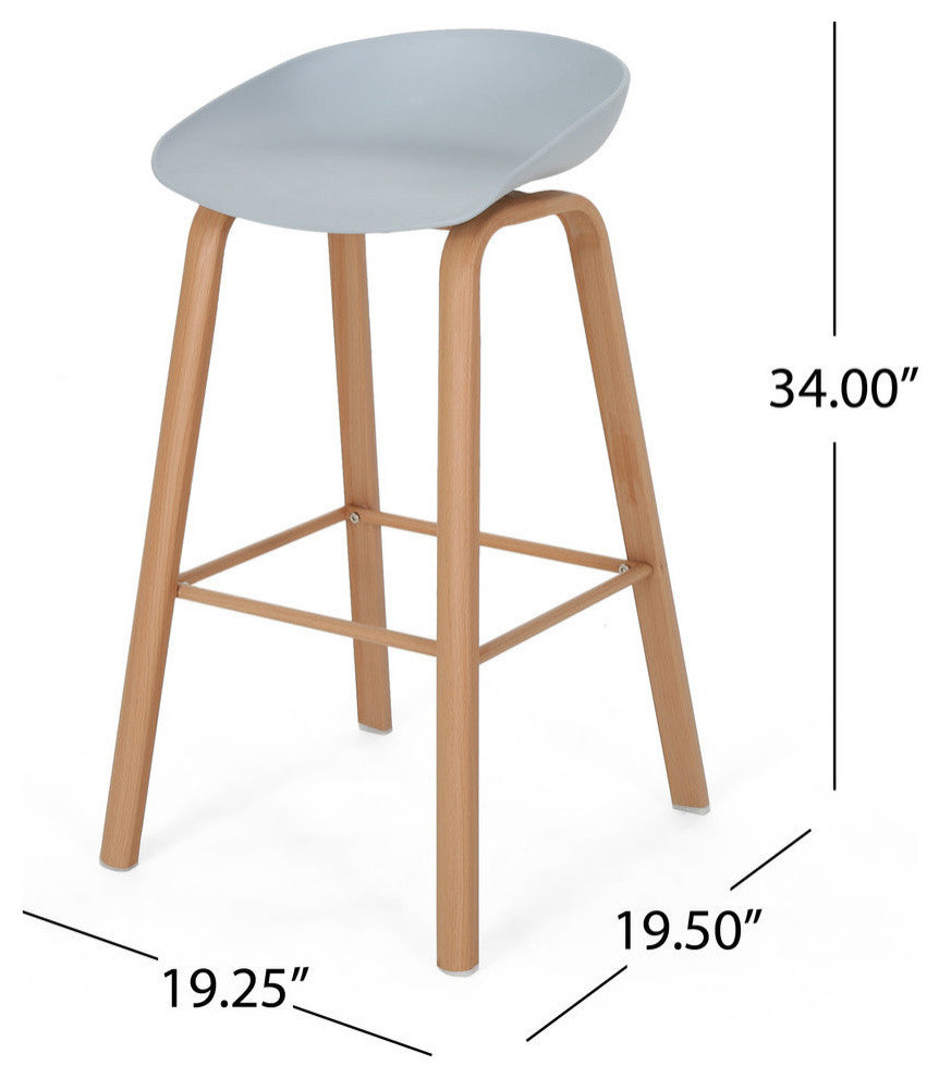 Morgan 30" Modern Barstool With Iron Legs, Set of 2, Gray