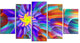 Spectacular Stain Glass with Spirals, Floral Canvas Art Print, 60"x32", 5 Panels