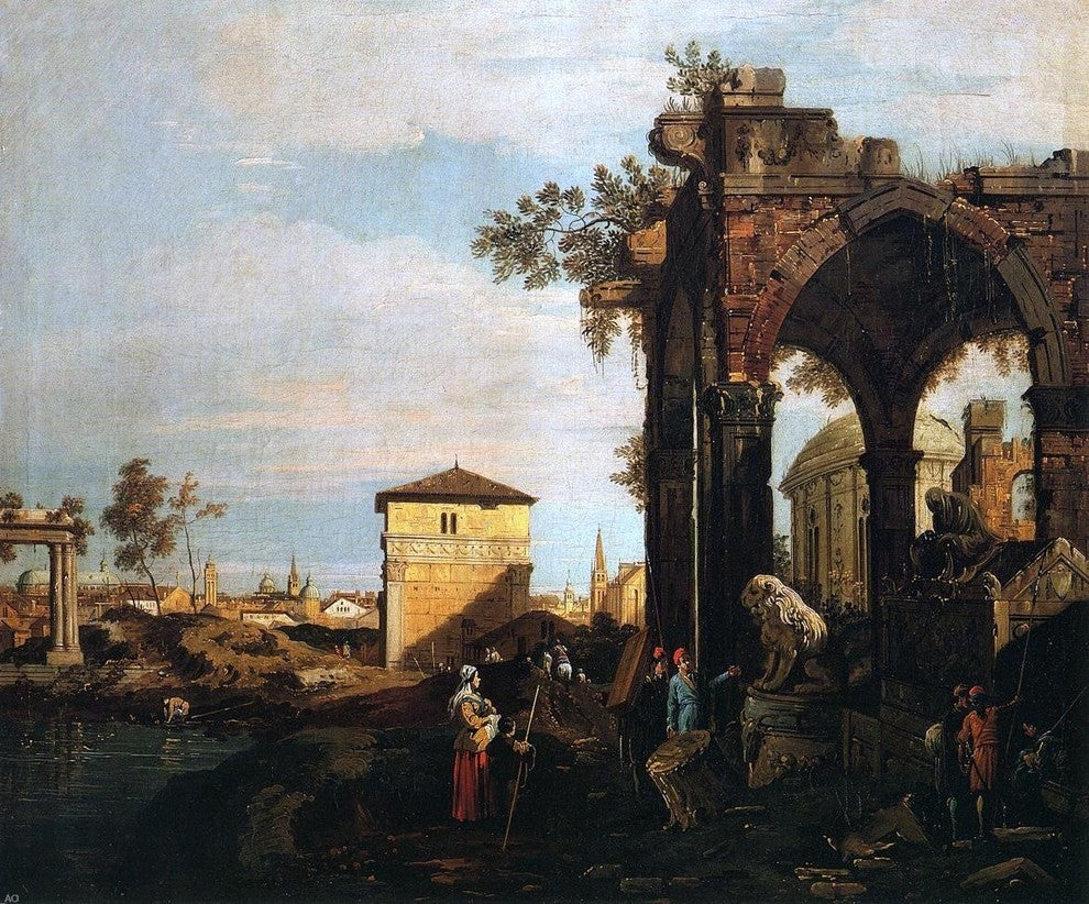 Canaletto  A Landscape with Ruins, 20"x25" Gallery Wrapped Canvas Print
