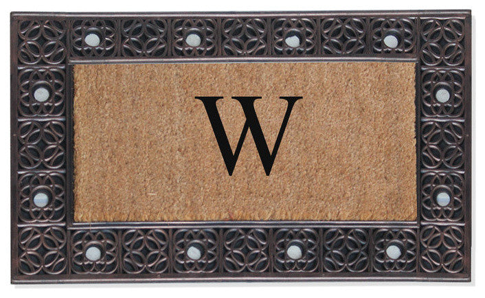 A1HC First Impression Rubber and Coir Decorative Tray Doormat 18"x30", W