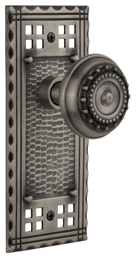 Double Craftsman Plate With Meadows Knob, Antique Pewter