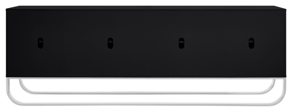 Nicole Miller Jacelynn Sideboard, Black/Chrome, 4-Door
