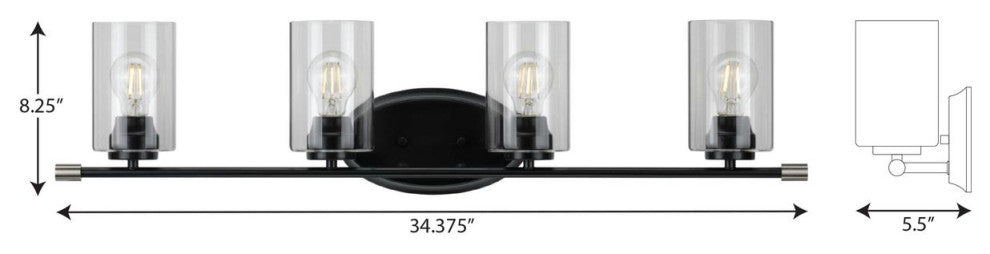Riley Collection Black 4-Light Bath