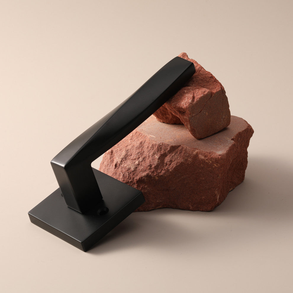 Modern Heavy Duty Designer Interior Door Lever - Convex Collection, Matte Black, Passage Right Hand