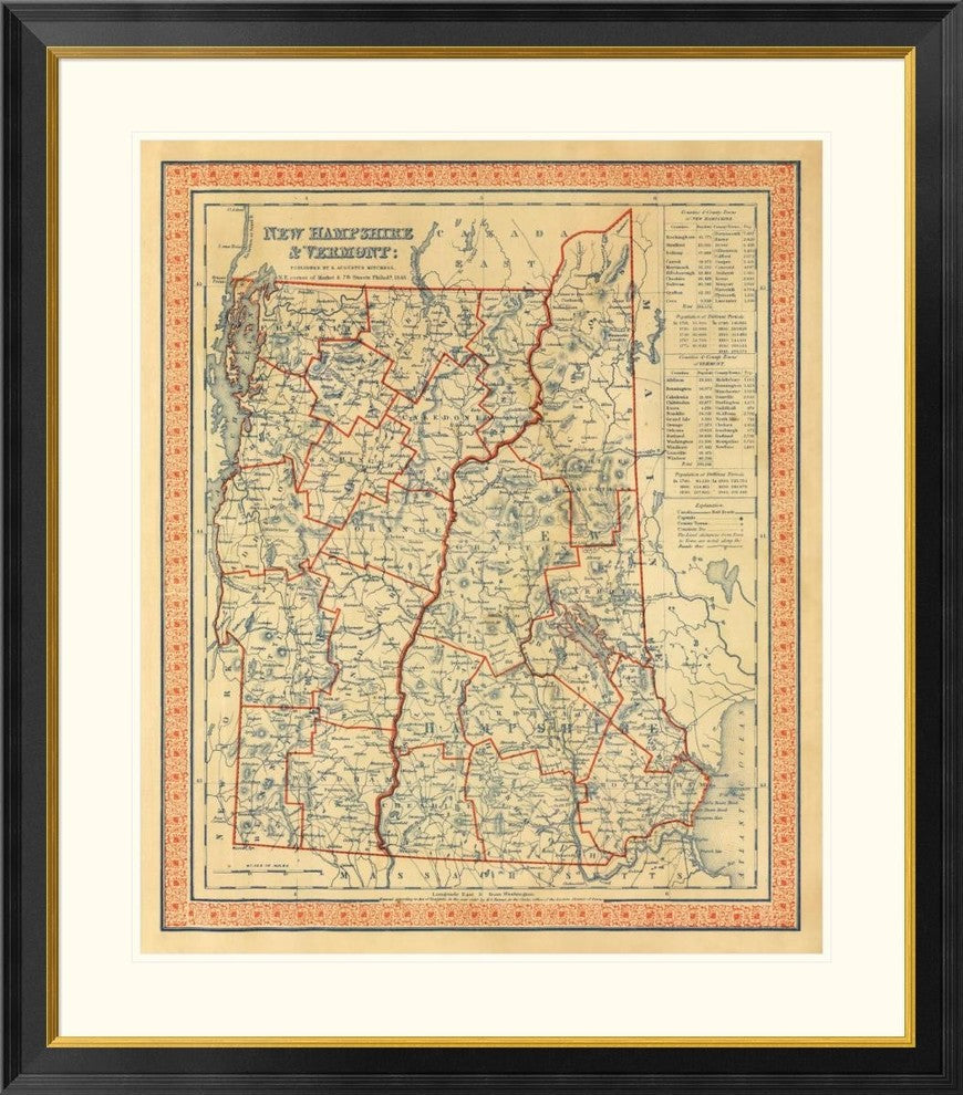 "New Hampshire, Vermont, 1846"  by Samuel Augustus Mitchell, 35x40"