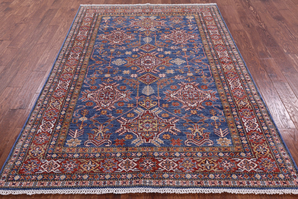 5' 8" X 7' 11" Super Kazak Geometric Handmade Wool Rug Q10352