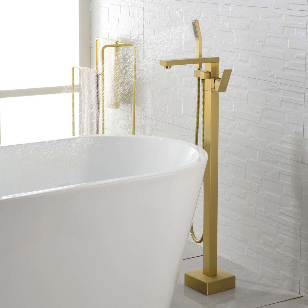 Givingtree Single Handle Floor Mounted Freestanding Tub Filler,Brushed Nickel, G