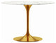40" White And Gold Marble And Metal Dining Table