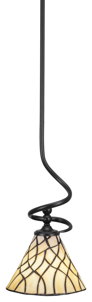 Capri 1-Light Mini Pendant with Hang Straight Swivel, Matte Black/Sandhill Art