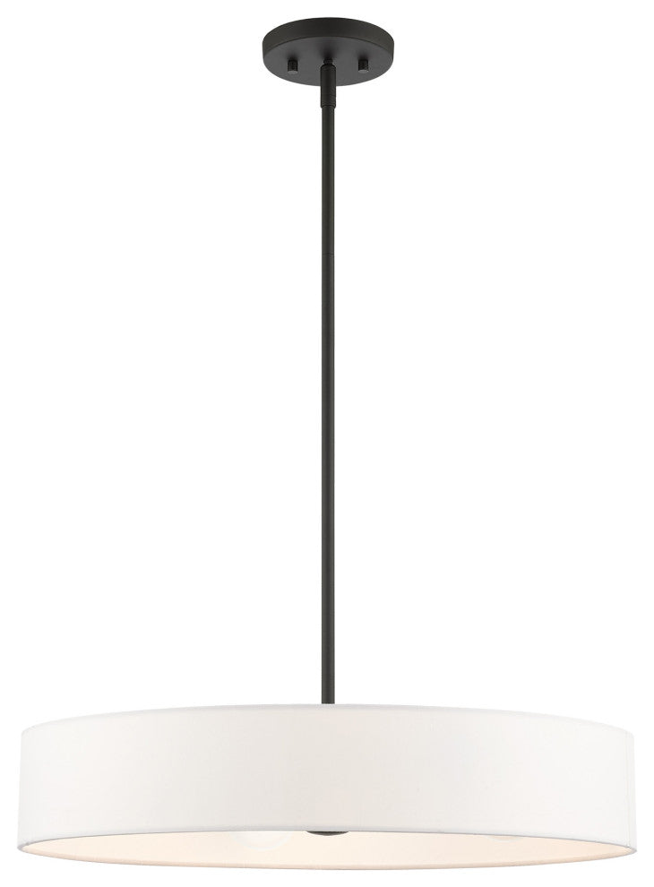 Livex Lighting Venlo 4 Light Black, Brushed Nickel Accents Medium Drum Pendant