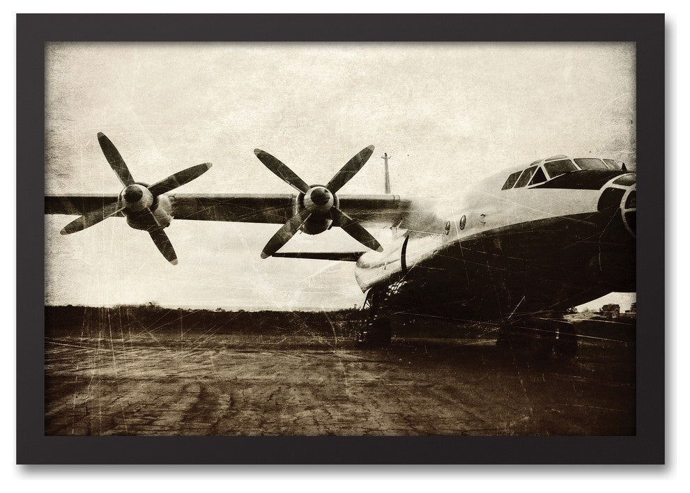 Vintage Plane 12x18 Black Framed Canvas