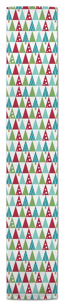 Midcentury Modern Christmas Tree Pattern Table Runner, 16"x90"