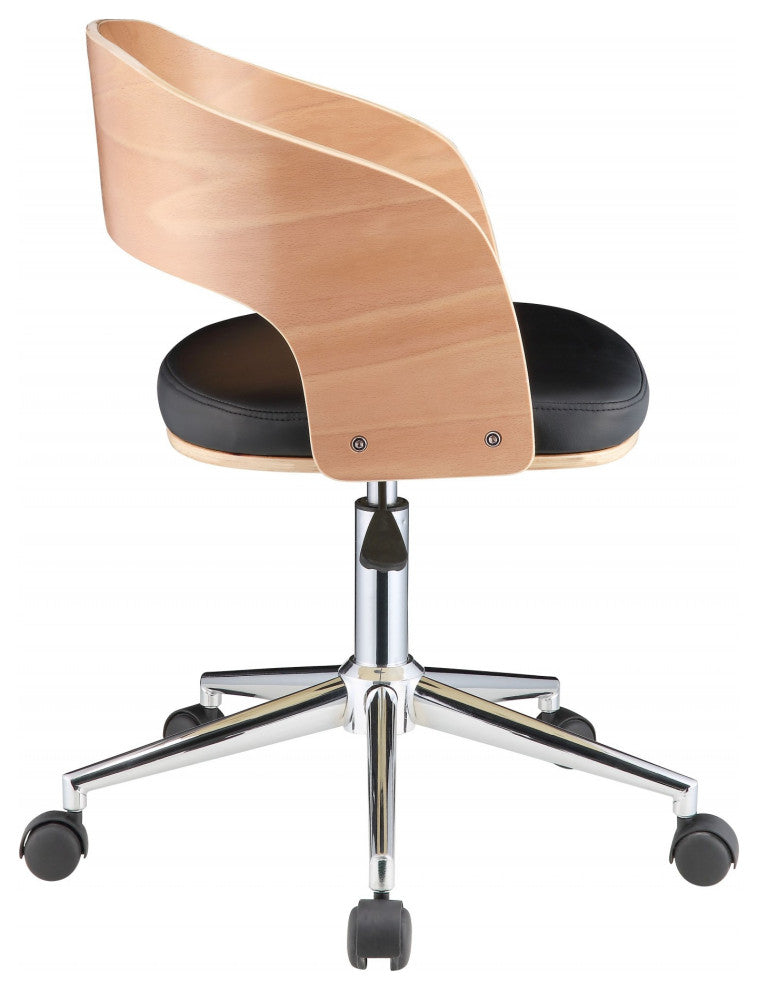 HomeRoots Mod Rolling Black Faux Leather Office Desk Chair