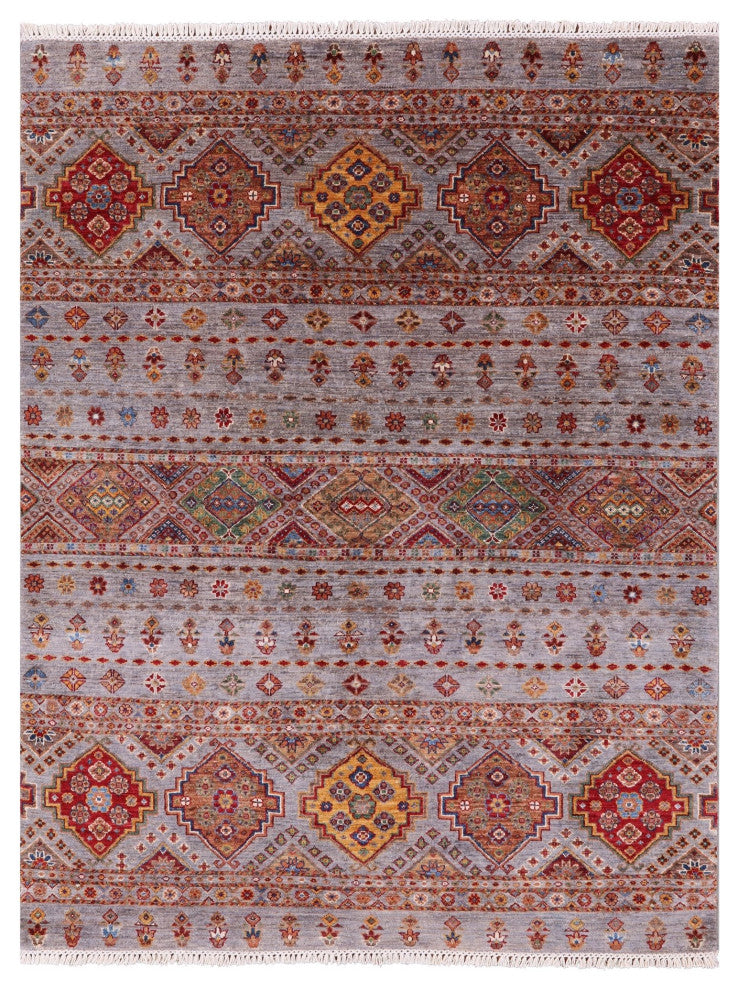 5' 0" X 6' 7" Handmade Khorjin Super Kazak Rug Q11286