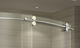 ZenArch 60"x77.5" Frameless Bowfront Sliding Shower Door Stainless R Open R Base