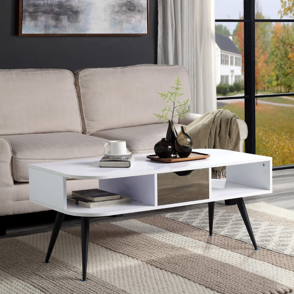 Coffee Table, White and Black Finish
