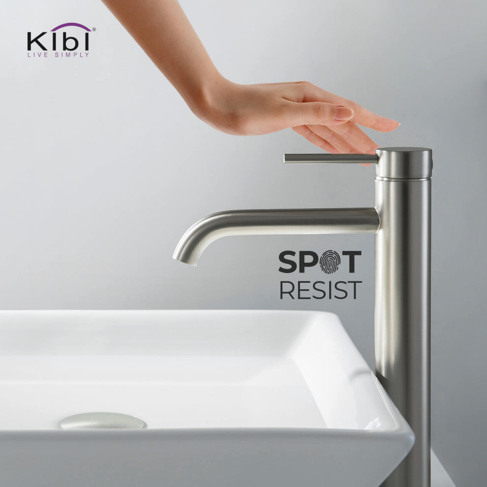 Circular Brass Single Handle Bathroom Faucet KBF1009, Brush Nickel, Without Drai