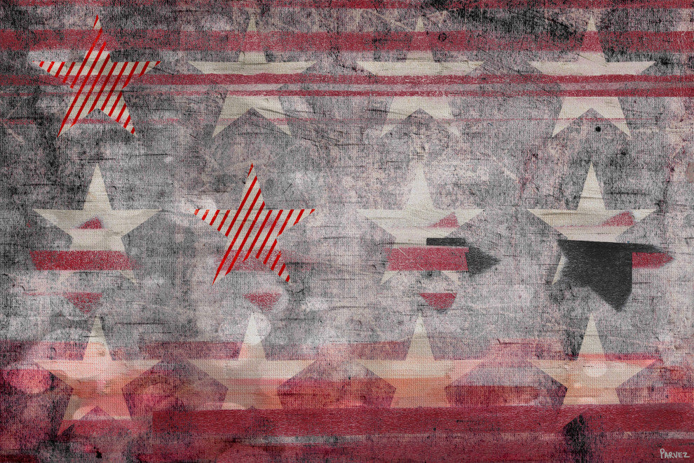"Red Striped Stars" Print on Canvas, 60"x40"
